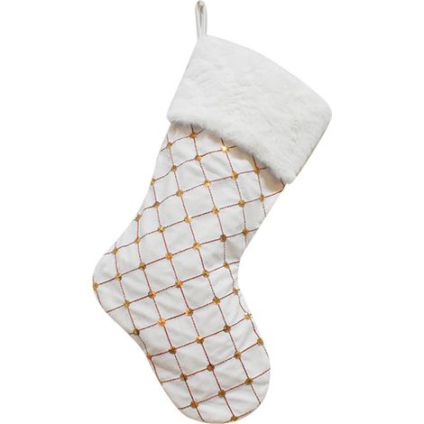 Chaussette De Noël - En Polyester - Pour Décoration De Cheminée Arbre De Noël Et Mur - Lot De 1 (1/5)