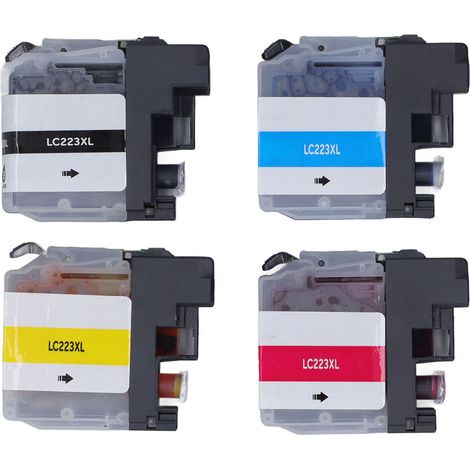4PCS Cartouche Encre Imprimante BK C M Y PP Couleur Claire Haute Tenue Cartouche Jet Encre Jetable Remplacement LC223XL (1/5)