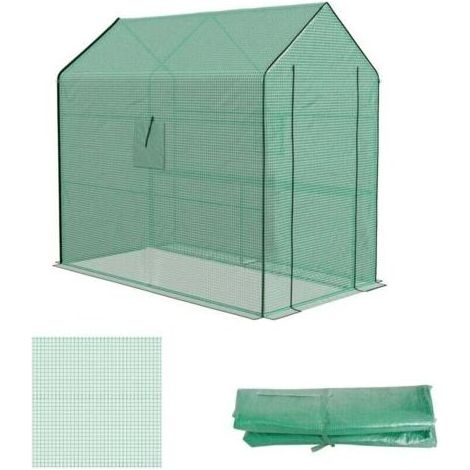 Serre de jardin Bâche de remplacement pour serre de jardin 140 x 213 x 190 cm avec fenêtre, porte anti-UV pour le jardin - Vert (1/4)