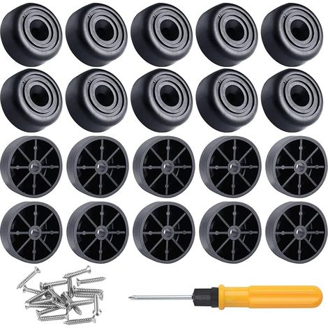 20 Pièces Pieds de Meubles Ronds en Plastique Noir avec Vis Ø 32 x H 1.5 mm Fauteuil à Visser Plastique Patins pour Tables Armoire Canapé Chaise Meubles en Bois (1/5)