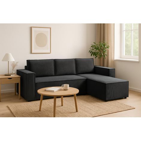 Sofello Ecksofa CORDA GRAU aus Kordstoff mit Schlaffunktion - Modernes Design in trendigen Farben (1/5)