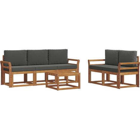 Outdoor Sofa Set with Cushion 6 pcs Natural and Anthracite vidaXL