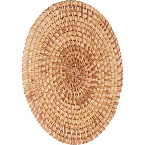 Set mit 6 handgefertigten, runden Untersetzern aus geflochtenem Rattan (16 cm Durchmesser) für Tassen und Gläser. (1/5)