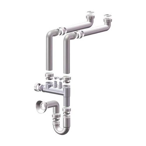 SIFONE PP SALVASPAZIO 2 VASCHE + 2 ATTACCHI  BIANCO MM 40 11/2