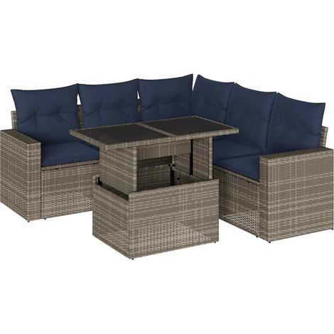 Maison Exclusive - Set Divani da Giardino 6 pz con Cuscini Grigio in Polyrattan (1/5)