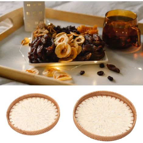 Set aus 2 runden, weißen, muschelförmigen Desserttellern, ideal für Zuhause, Wohnzimmer, Vorspeisen, Tee und Getränke. (1/5)
