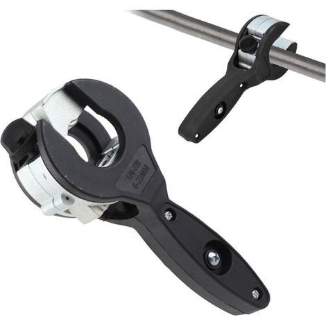 Coupe-tubes à cliquet 2 en 1 compact pour couper les tuyaux en PPR et en plastique de 1/4 po à 7/8 po en cuivre, PVC et métal (noir) (1/5)