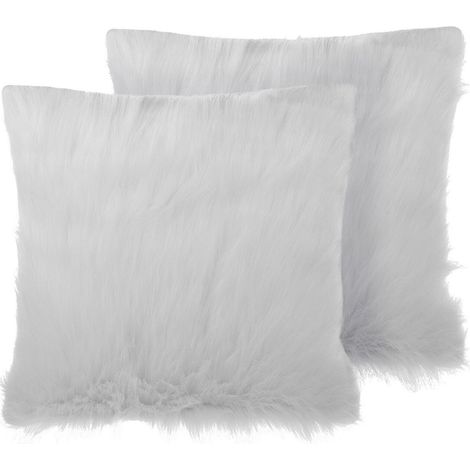 Dekokissen 2er Set DAISY Webpelz 45 x 45 cm Hellbeige Ohne Muster (1/5)
