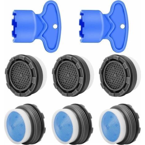 Faucet Aerator M18, 6 Pieces Water Saving Faucet Aerator with Filter, Faucet Aerator with 2 Faucet Wrench for Bathroom and Kitchen Sink Faucet (1/4)