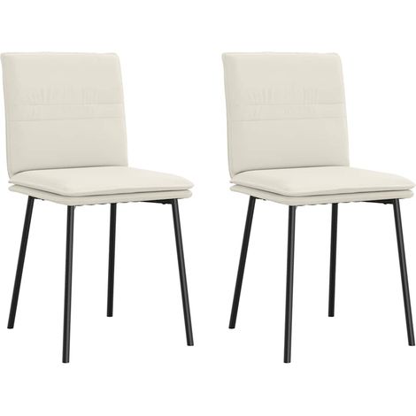 Esszimmerstühle 2 Stk. Creme Samt vidaXL (1/5)