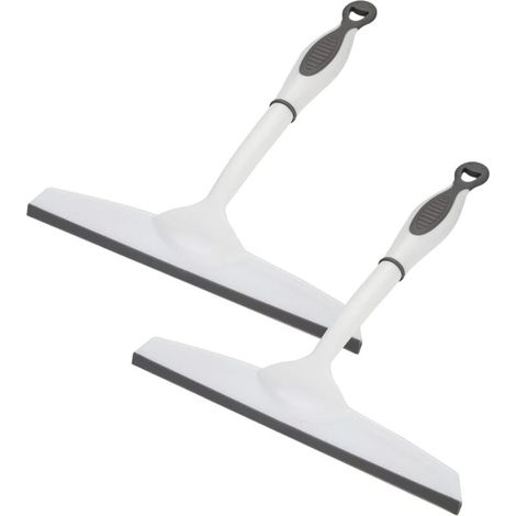 Lot De 2 Raclettes De Douche Universelles Pour Vitres Fenêtres Salles De Bain Carreaux Miroirs Et Voitures (1/4)