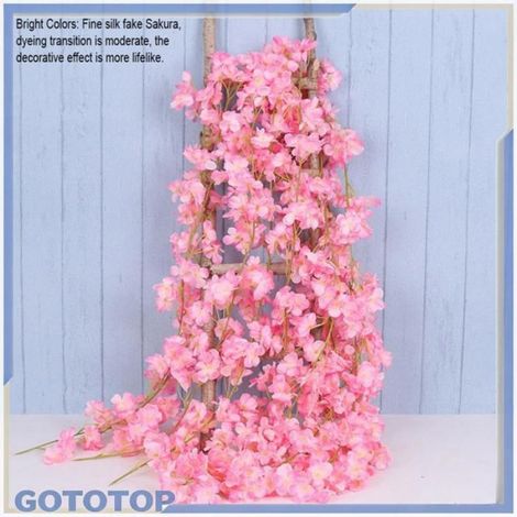 Guirlande de artificielle Guirlande de fleurs artificielles 1.8m 256, vignes suspendues pour deco stabilisee Rose foncé (1/4)