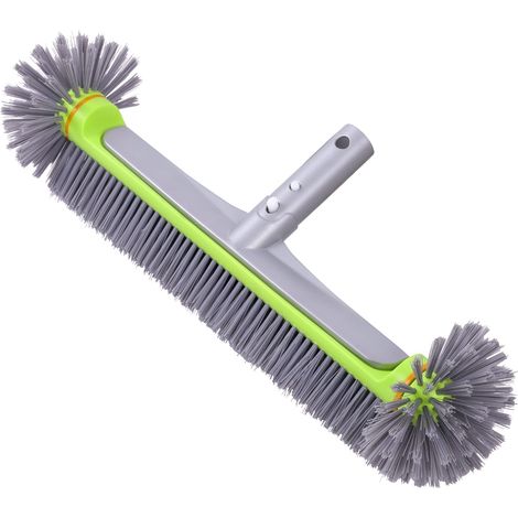 Tête de brosse pour parois de piscine – Brosse de récurage ronde ultra-résistante pour piscines enterrées et hors-sol (Gris) (1/5)