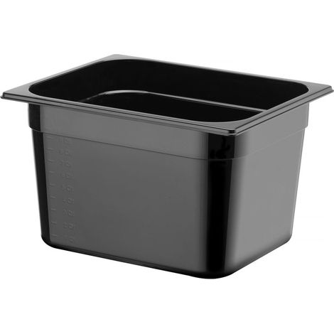 Gastronormbehälter GN 1/2 aus schwarzem Polycarbonat, 325 x 265 x 150 mm, 9,5 l, Hendi 862414 (1/5)