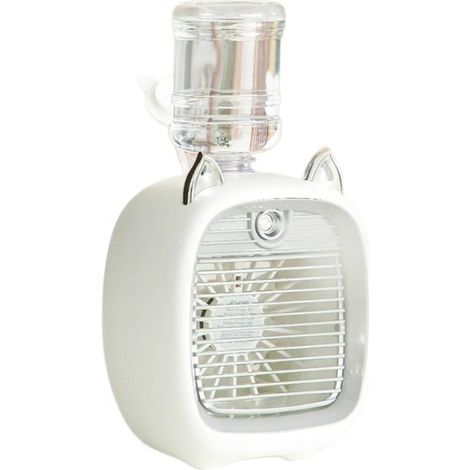 Climatiseur portable ventilateur humidificateur blanc 3 vitesses rafraîchissement personnel USB rechargeable bureau chambre maison silencieux été (1/5)