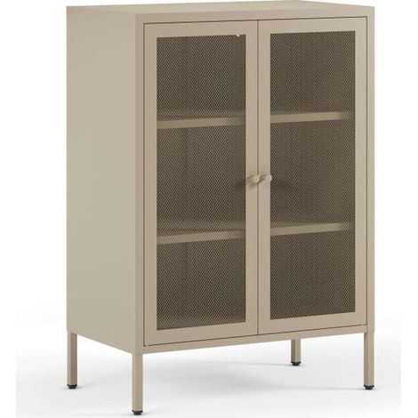 Mueble auxiliar 2 puertas abatibles modelo Felix acabado metal arena. 100cm(alto) 70cm (ancho) 40cm(prof.) (1/5)