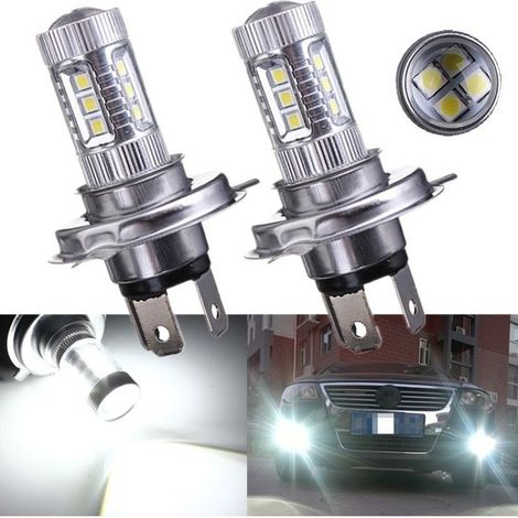 Ampoules de phares LED (feux de route et de croisement) H4 80W, feux antibrouillard (lumière blanche pure, ampoules de phares de voiture ultra-lumineuses avec lentilles, 2 pièces) (1/5)