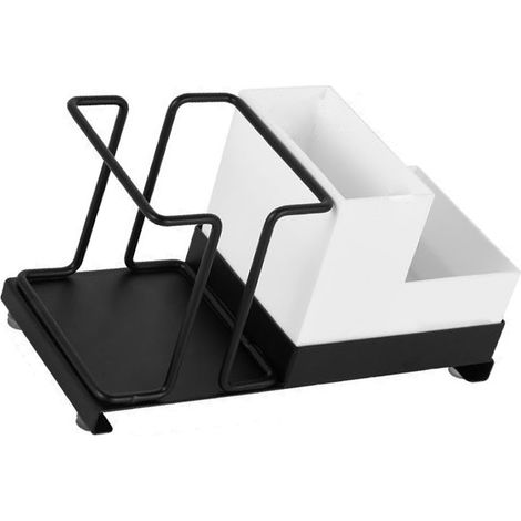 Organisateur de gobelets jetables non glissant polyvalent avec distributeur de tasses café jetables et casier à sachets thé pour bar domestique noir (1/5)