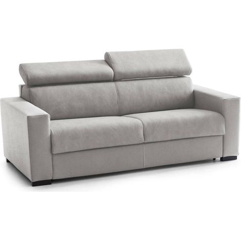 Talamo Italia Festes Sofa Julia, 3-Sitzer-Sofa, 100% Made in Italy, Sofa-Wohnzimmer, aus gepolstertem Stoff, mit verstellbaren Kopfstützen und serienmäßigen Armlehnen, Cm 220x95h85, Grau