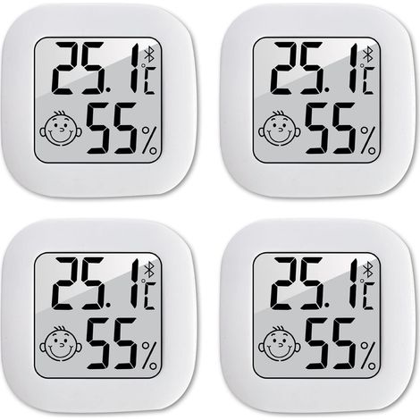 Thermomètre-hygromètre d'intérieur, mini thermomètre numérique portable lot de 4, moniteur température/humidité -50℃70℃.