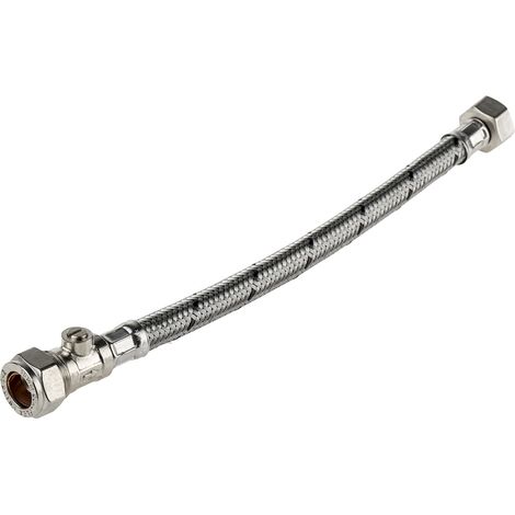 Rs Pro – Tuyau flexible 300mm – BSP 1/2' femelle vers compression 15mm – EPDM – Pression 15 bar pour eau froide et chaude