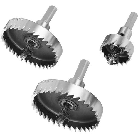 Jeu de 3 scies cloches HSS pour métaux. Coupe précise de l'acier, de l'acier inoxydable et des tôles fines (32 mm, 65 mm et 76 mm) grâce à sa poignée antidérapante Tri Grip Spin. (1/5)