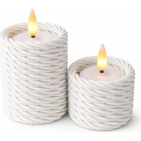 Juego de 2 portavelas blancos para velas pequeñas, estilo japandi boho retorcido. (1/3)