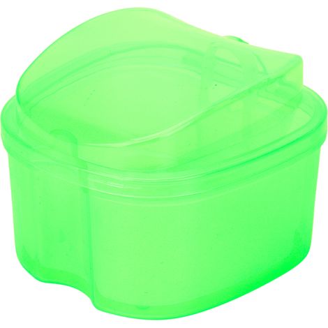 Boîte de bain pour prothèses dentaires, récipient de trempage, boîte de rangement colorée pour fausses dents avec panier de filtration, vert (1/5)