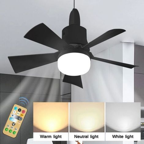 Ventilateur de plafond silencieux avec télécommande – 5 pales – 3 vitesses – E26 – Lumière blanche,neutre,chaude-Installation facile (1/4)
