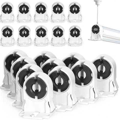 Lot de 20 douilles pour tubes fluorescents T8 G13, compatibles avec les lampes LED, pour la conversion d'éclairage de la maison, du bureau, du sous-sol ou du placard. (1/5)