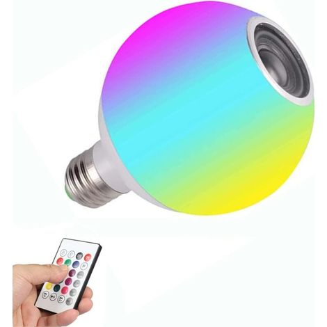 E27 Haut-Parleur Bluetooth Smart Music Ampoule LED, avec Télécommande Audio Ampoule Lumière, LED RGB sans Fil Lecture de Musique Haut-Parleur Dimmable Ampoule