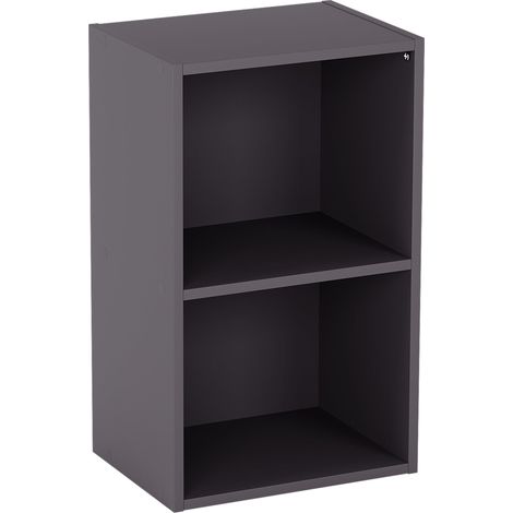 Oxford 2 Niveau Cube Bibliothèque, Moderne Space-Saving Meuble de Rangement for Salon, Chambre Or Bureau, Autoportant Exposition Shelf, H54xW32xD24cm (Gris) (1/5)