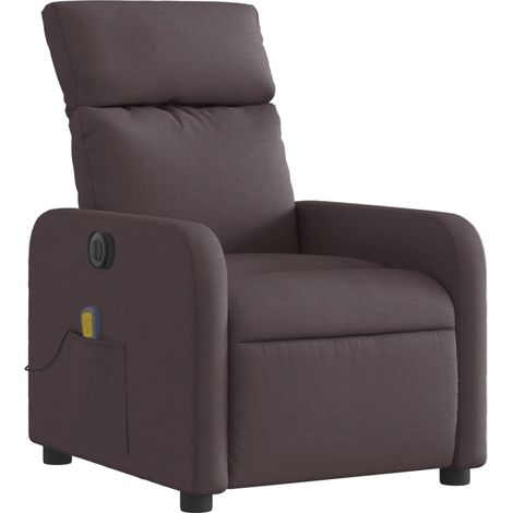 Poltrona relax TV funzione massaggio reclinabile elettrica tessuto marrone scuro DEC027191