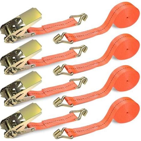 Sangle a Cliquet avec Cliquet et Crochet, Sangles D'arrimage,5,5 m × 2,5 mm, 1000 kg, Sangle Cliquet,Kit à Cliquet 4 Pièces, (1/5)