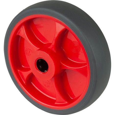 BS Rollen Gummirad B44, Rad-Ø 125 mm, Tragkraft 120 kg, Rollenlager, Kunststoff rot