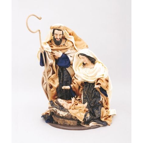Natività in resina oro e blu 27,5 × 25 × H40 cm