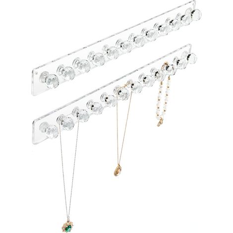 Porte-colliers Heesch, support mural en acrylique, crochets pour colliers, bracelets et chaînes (lot de 2, transparent) (1/4)