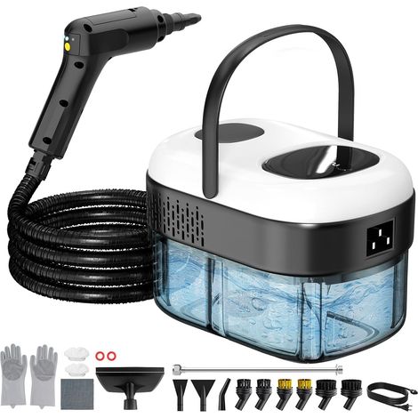 Nettoyeur Vapeur 2500W, Nettoyeur Vapeur Portatif 1,4L Steam Cleaner avec 18 Accessoires et 3 Modes de Vapeur, pour Cuisine, Salle de Bain, Canapé, Vitres, Voiture et Carrelage (1/5)