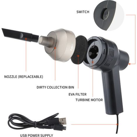 Mini aspirateur de voiture USB, puissant et polyvalent, portable, pour clavier, maison et véhicule. (1/5)