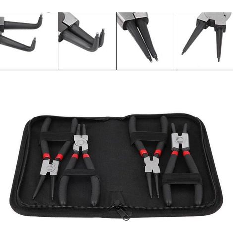 Jeu de 4 pinces pour circlips interne et externe 7 pouces en acier au chrome-vanadium - (1/4)