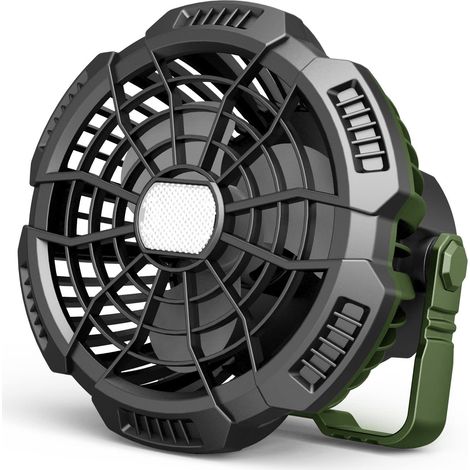 Melchioni Family  Ventilatore Portatile da Campeggio Ricaricabile, Batteria 5200 mah, Luce LED, 3 Luminosità, 3 Velocità, Diametro 10 cm, Gancio per essere appeso e Telecomando, Rotazione di 180° (1/4)