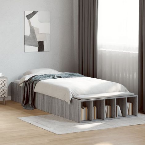 Estructura de cama madera de ingeniería gris  75x190 cm