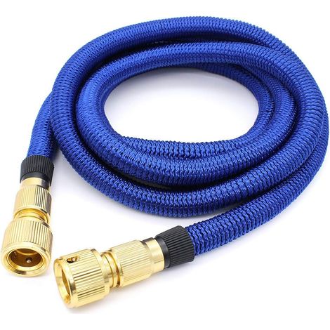 Tuyau d'arrosage, tuyau d'eau extensible avec raccords métalliques, enveloppe en polyester haute densité, tuyau PE, convient aux jardins, pelouses et douches pour animaux (2,5 mètres). (1/4)
