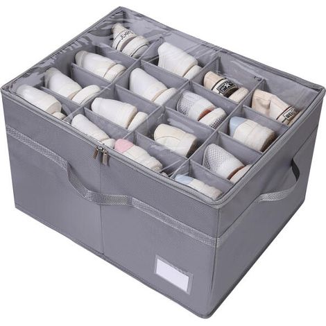 Boîte de rangement pour chaussures – 16 compartiments – Bac de rangement multifonction – 53 x 42 x 33 cm (1/5)