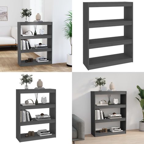 Estantería/divisor de espacios madera pino gris 80x30x103,5 cm - Estantería para libros - Estantería de pino
