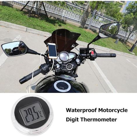 Mini thermomètre pour moto, autocollant étanche, horloge de fixation pour moto (1/4)