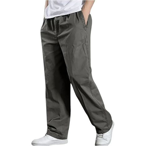 Pantalon cargo homme, coupe décontractée, travail, style décontracté, jambe droite, ample, léger, pantalon de sport, grande taille (1/5)