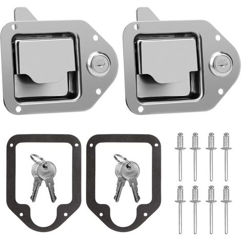 Loquet de rechange pour boîte à outils de camion, poignée de rechange en acier inoxydable avec clé pour camion, camping-car, remorque, UTV, VTT (lot de 2)