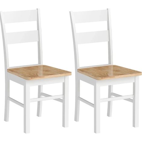 Juego de 2 sillas de cocina de madera con respaldo curvo de lamas blanco y roble MODENUIT (1/5)