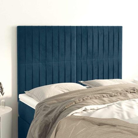 Tête de lit bleu foncé en velours 144 x 5 x 118/128 cm, hauteur réglable - PANGIVO (1/5)